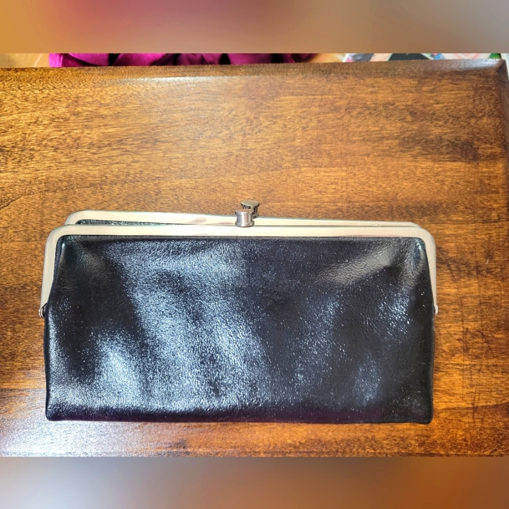 HOBO International Black Leather Clutch Wallet